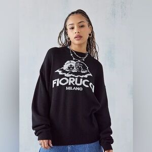 Fiorucci Black and White fuzzy Graphic Sweater